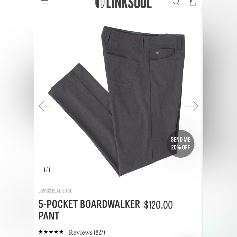 Linksoul 5 pocket boardwalker pant. Size 35L